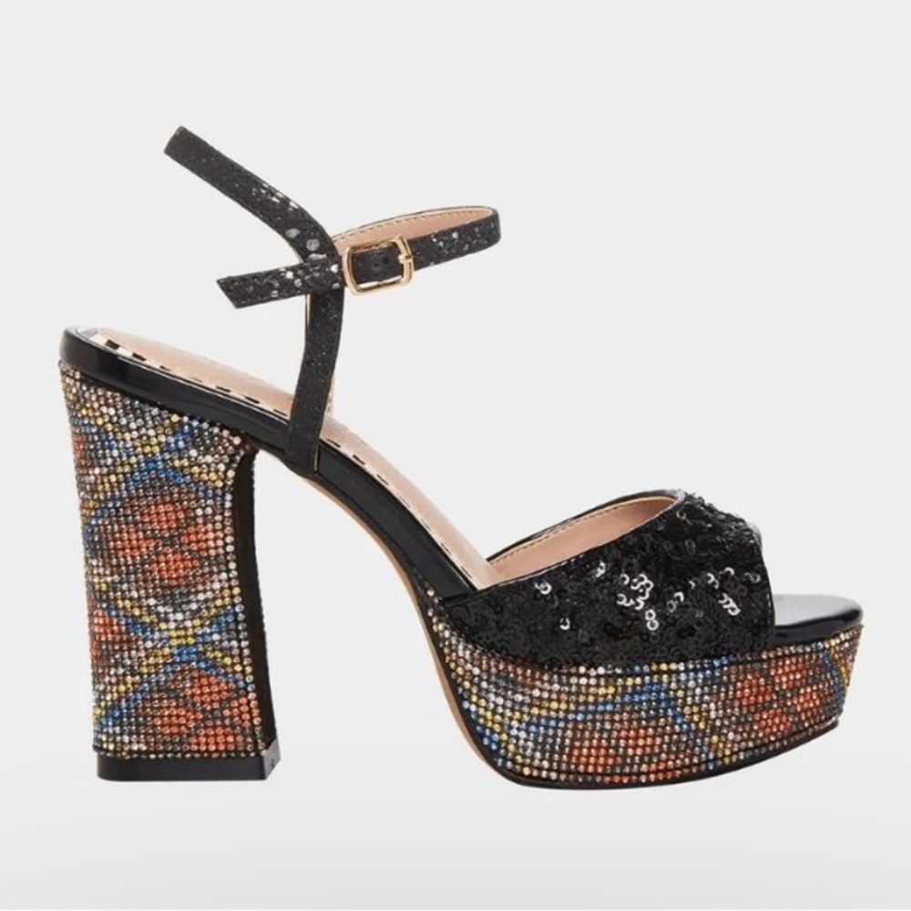 Betsey Johnson Alaia Black Plaid Heels Size 7.5